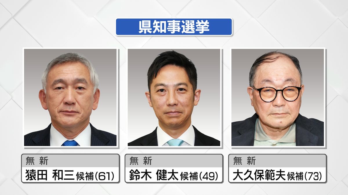 秋田県知事選挙告示 猿田氏 鈴木氏 大久保氏が立候補を届け出
