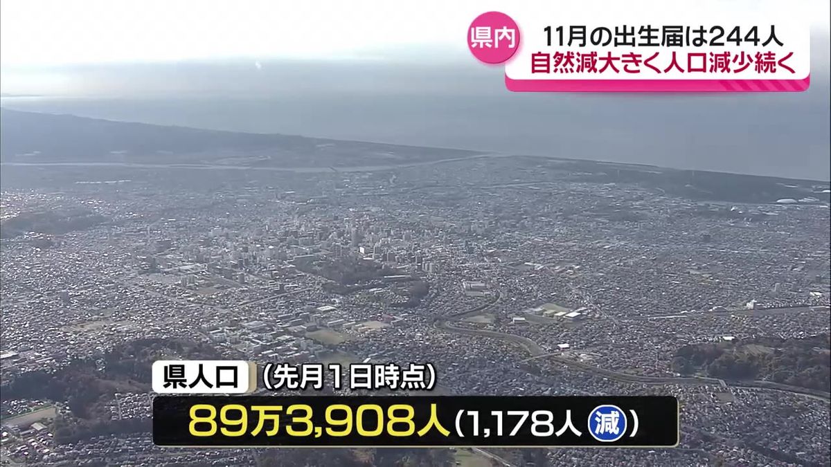 去年12月1日現在の秋田県の人口は約89万4000人　出生届が出された子どもの数は過去2番目に少ない244人