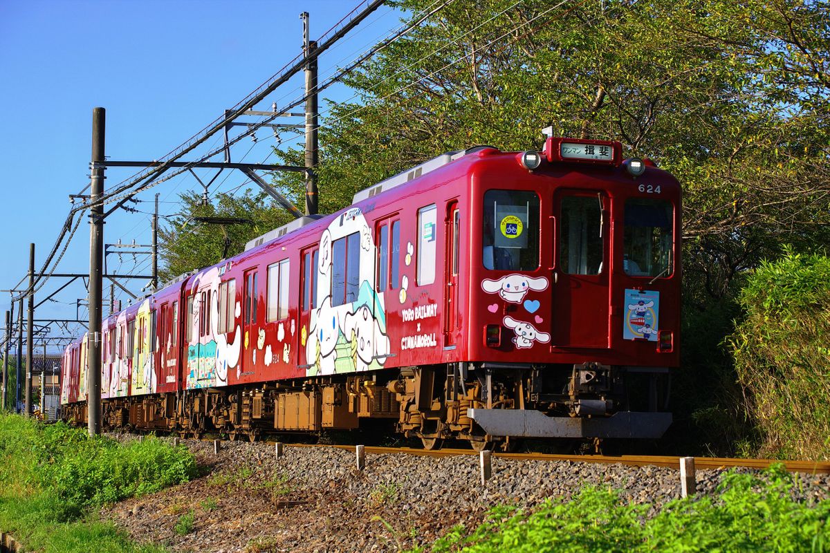 昨年運行された「シナモロール」のラッピング電車（画像提供：養老鉄道株式会社）