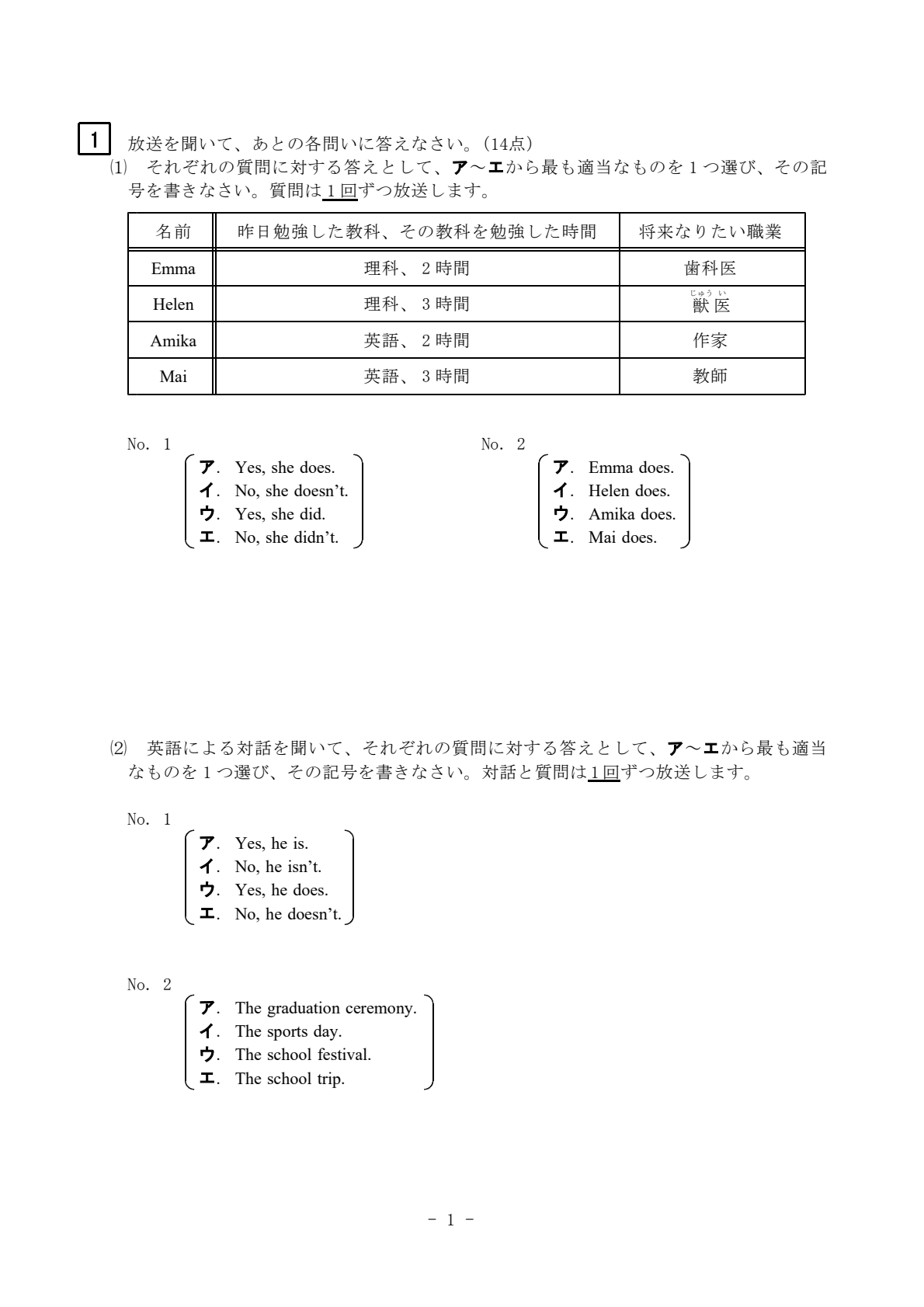 三重県立高校入試・前期選抜 学力検査【英語】問題＆解答を公開