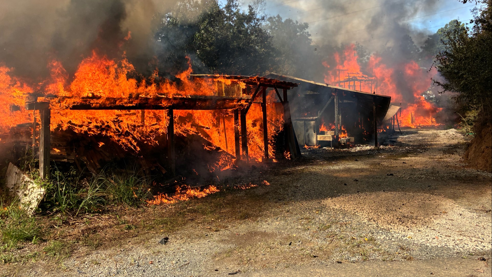 金津創作の森で火事 越前焼の窯元の家など3棟全焼 けが人なし あわら市