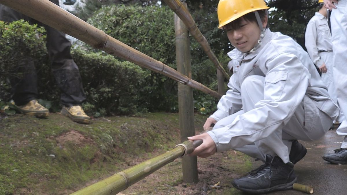 「竹がきれいになり気持ちがいい」竹垣作りの講座・福井農林高校で開催　造園業のやりがい伝える