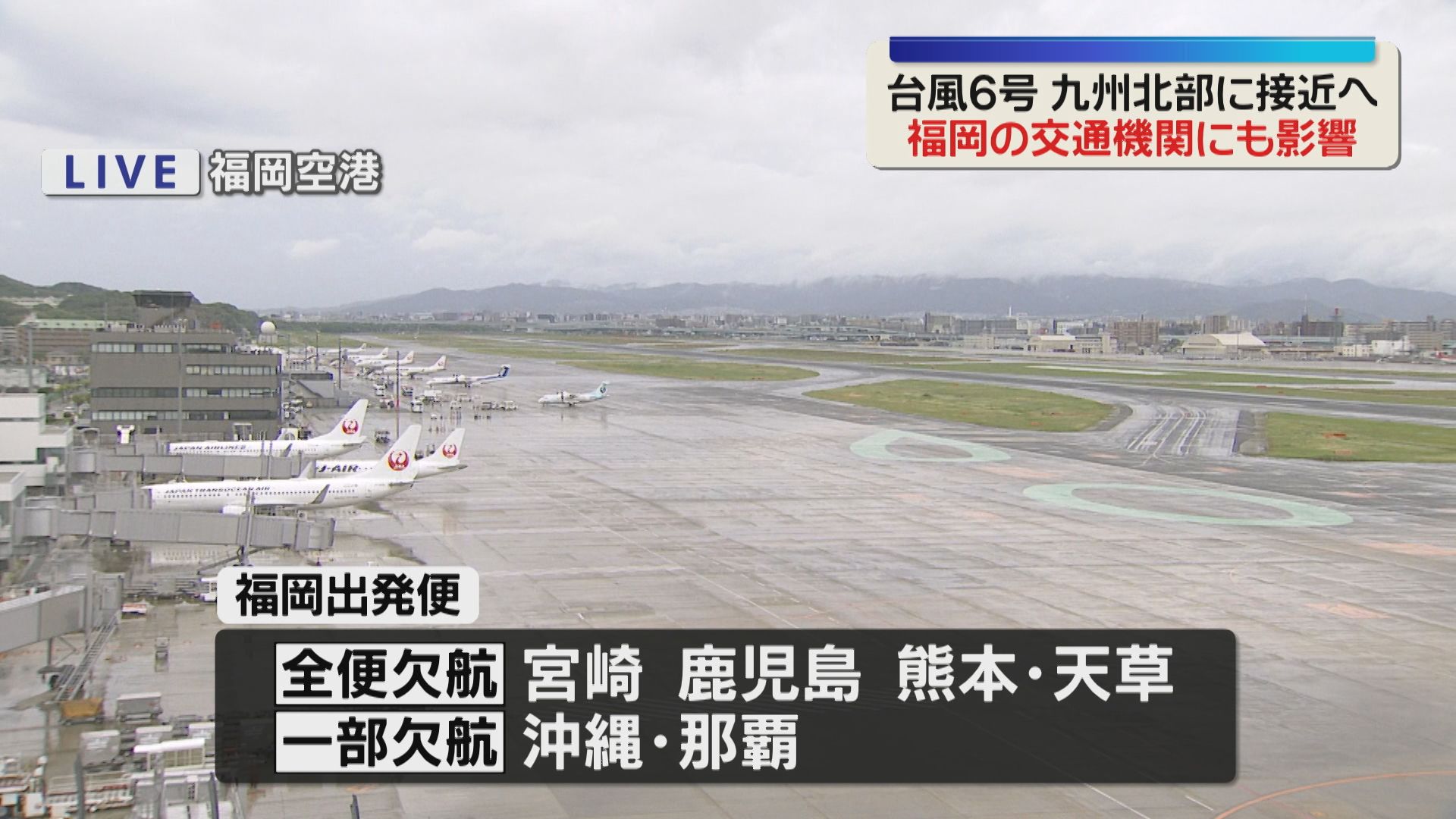 台風6号】宮崎・鹿児島・天草行きは全便欠航 那覇行きも一部が欠航