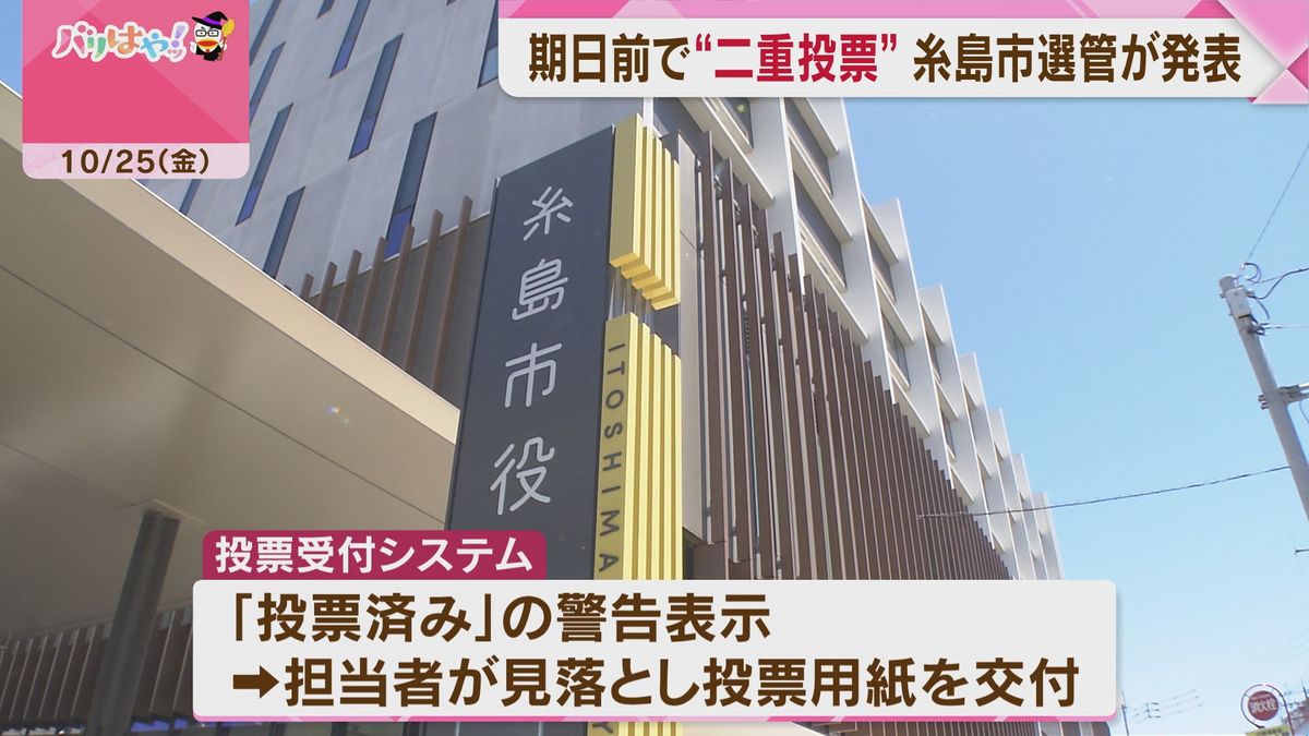 【衆院選】期日前投票で同じ有権者が2度投票　受付の際の警告を担当者が見逃す　糸島市選挙管理委員会が発表