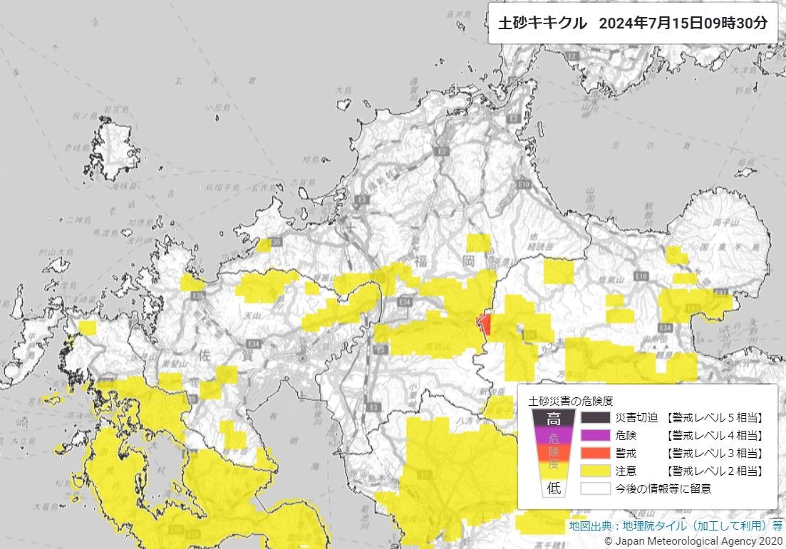 県内に出されていた土砂災害警戒情報はすべて解除　福岡