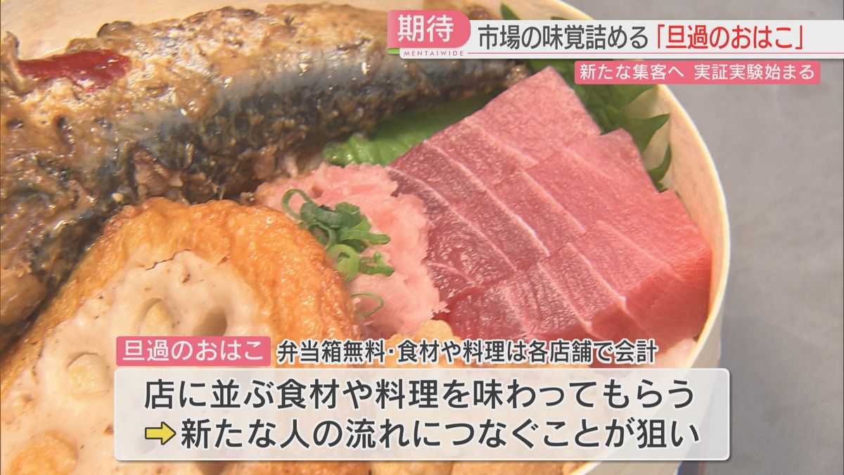 観光客を対象に「旦過のおはこ」実証実験　好きな食材を購入して自分だけのお弁当を　北九州市