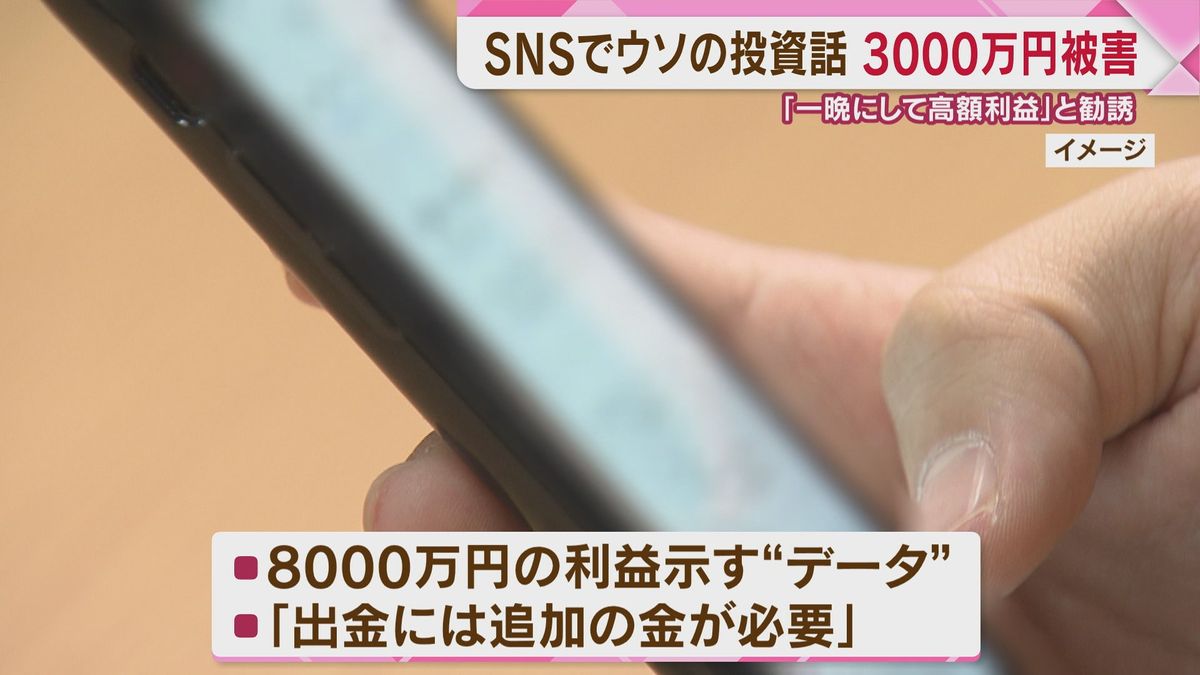 【SNS型投資詐欺】投資家のアシスタントを名乗る人物に誘われ　3000万円だまし取られる　8000万円の利益を示すデータで「信じ込んでしまった」　福岡