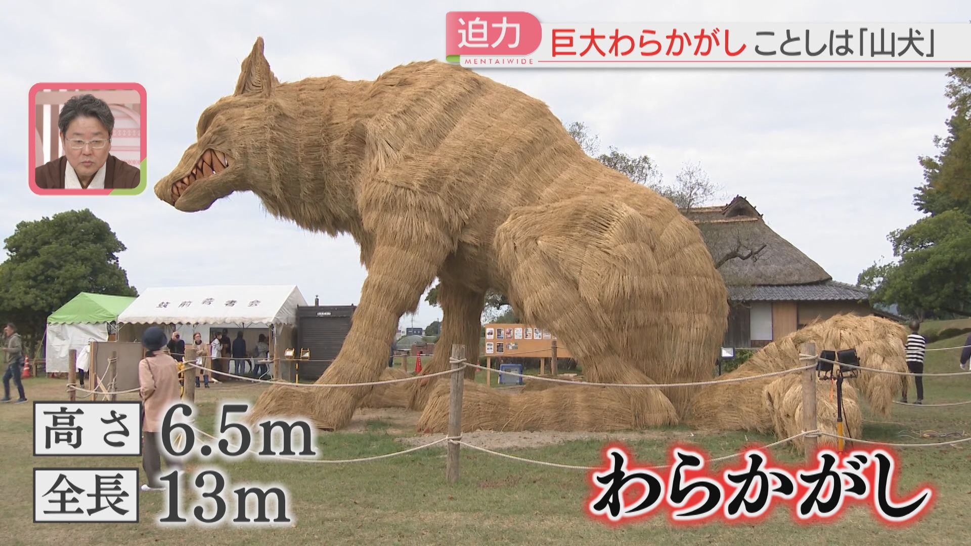 迫力】巨大「わらかがし」ことしは「山犬」高さ6.5メートル・全長13