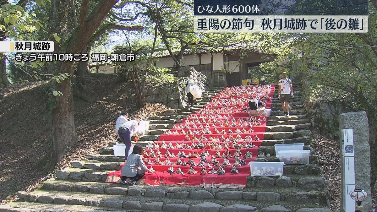 【重陽の節句】秋月城跡におよそ600体のひな人形が石段に　健康と長寿を祈願　福岡