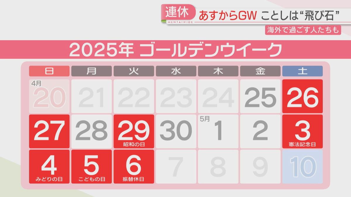 ことしは“飛び石連休”