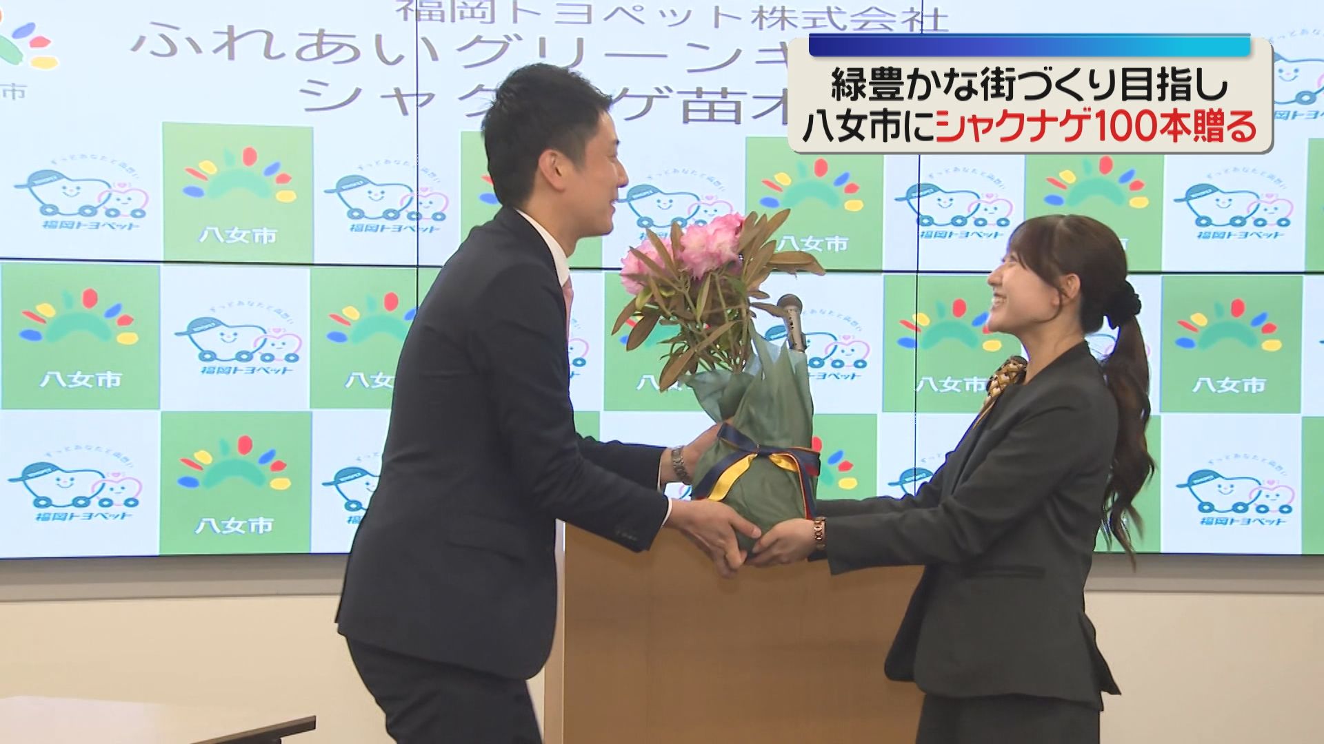 シャクナゲの苗木100本 福岡トヨペットが八女市に贈呈 福岡（2026年4月