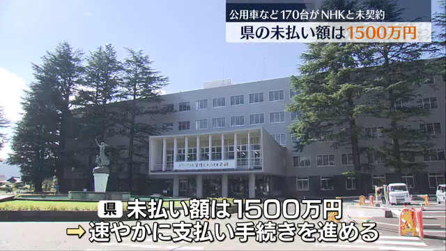 福島県の公用車など170台がNHK未契約…未払い額1500万円　福島