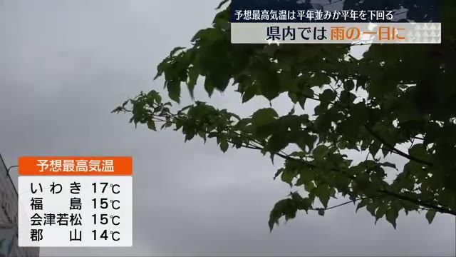 【予想最高気温は…平年を4度前後下回る】24日は断続的に雨で肌寒い一日・福島