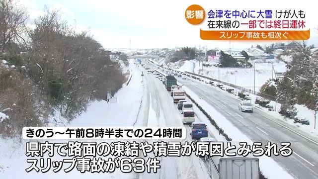 「最悪命にかかわる」スリップ事故は60件以上　転倒や除雪中の事故で4人がけが　福島県