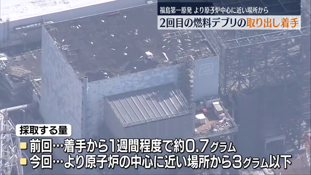 原子炉の中心に近い場所から採取へ　福島第一原発で2回目の燃料デブリ取出しに着手　