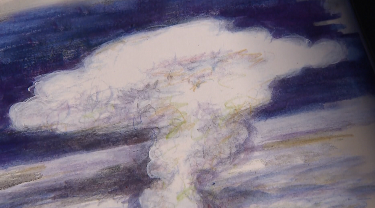 上梓した絵本の「きのこ雲」