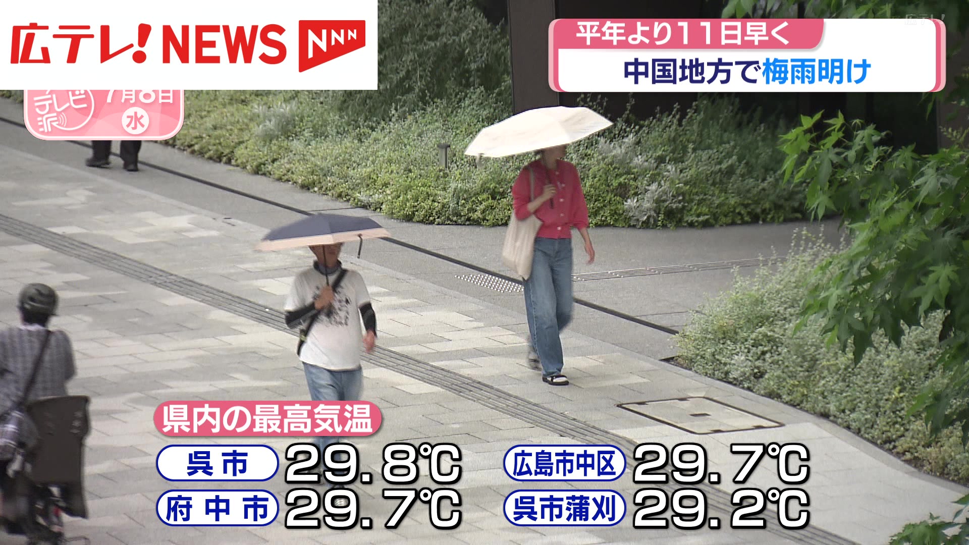 平年より11日早く中国地方で『梅雨明け』 呉市では最高気温を観測
