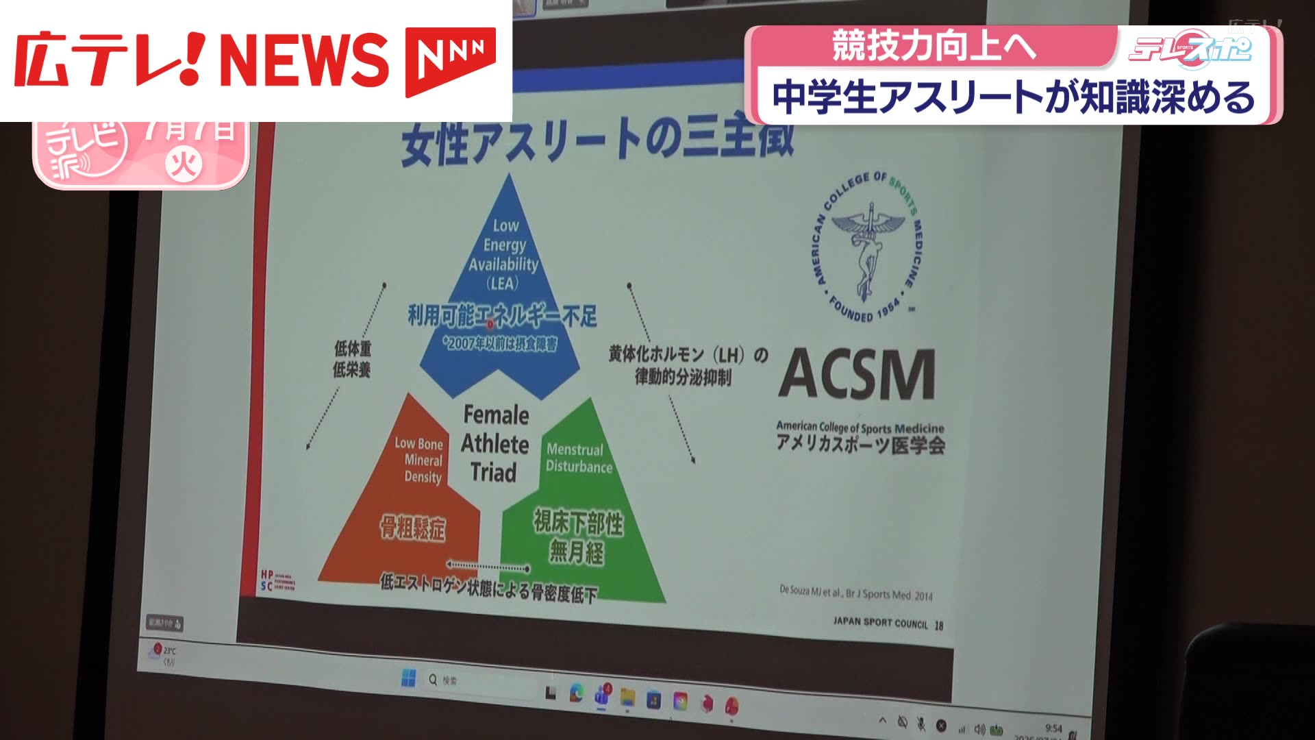 競技力向上のために欠かせない「食」と「体」について、中学生たちが