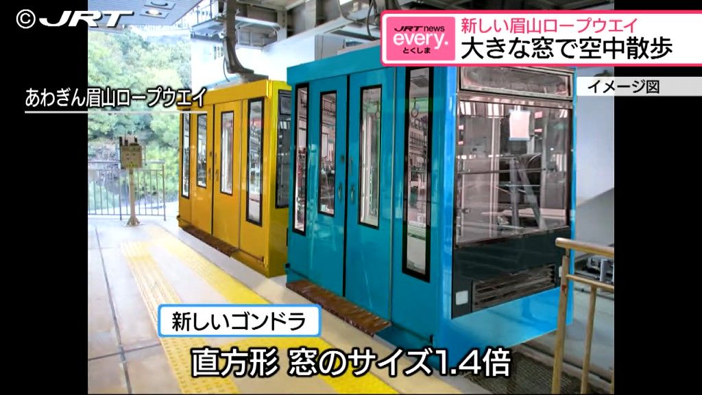 大きな窓で空中散歩　眉山ロープウエイのゴンドラの新デザイン発表　3月30日運行開始予定【徳島】