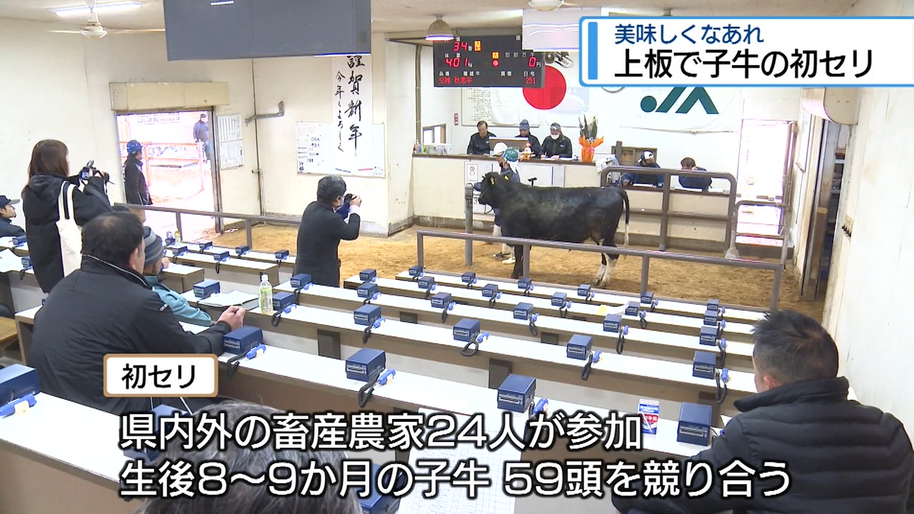上板で子牛の初セリ 参加者は牛乳で乾杯【徳島】（2026年1月8日掲載