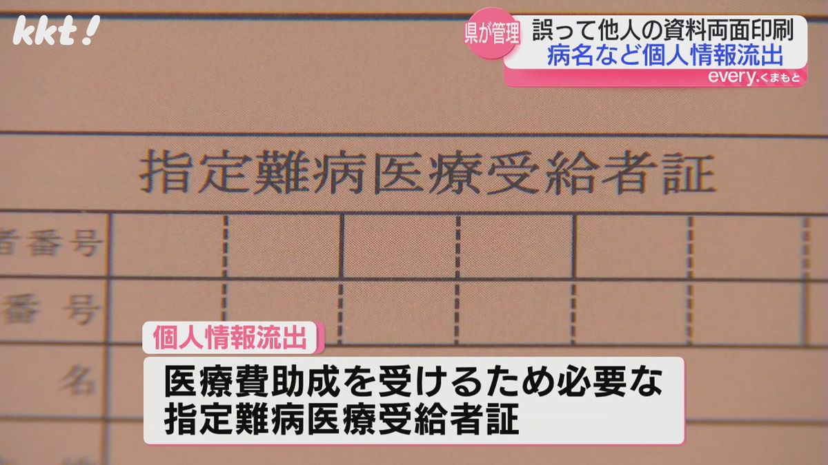 ｢確認せずそのまま…｣誤って両面印刷し裏面に別人の情報記載された医療受給者証を送付