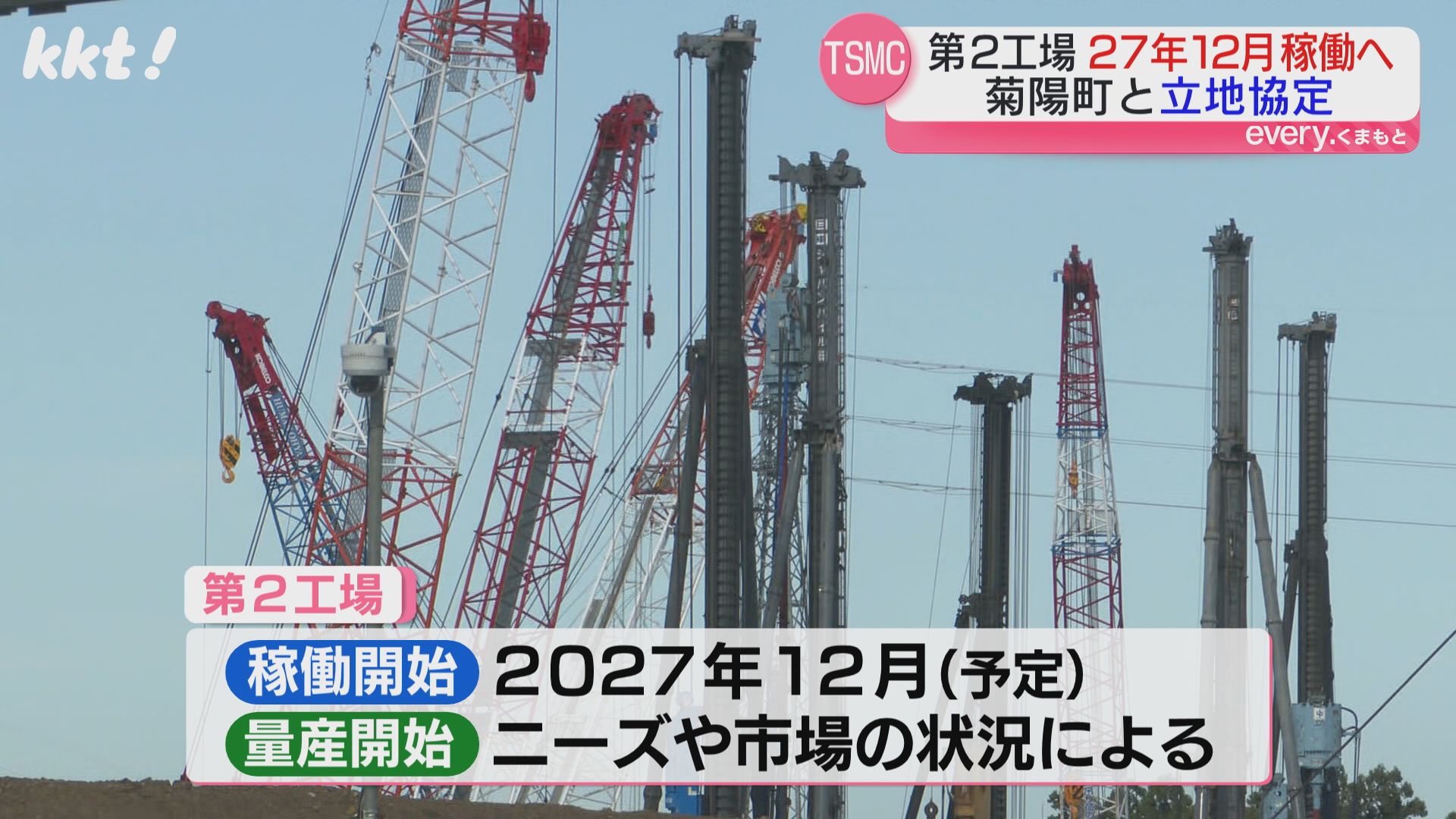2027年12月稼働へ！TSMC子会社が第2工場の工事に向け菊陽町と立地協定