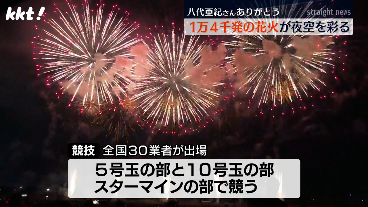 テーマは｢八代亜紀さんありがとう｣1万4千発の花火が夜空を彩る 八代市で全国花火競技大会（2024年10月19日掲載）｜KKT NEWS NNN