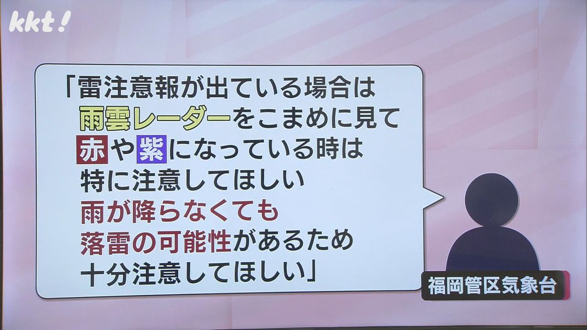 雨雲レーダーの確認で注意を呼びかけ