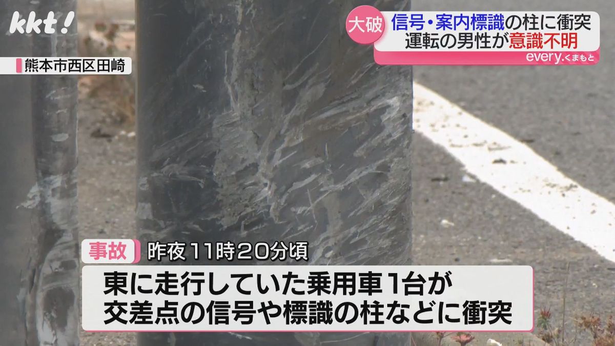 車が衝突した柱