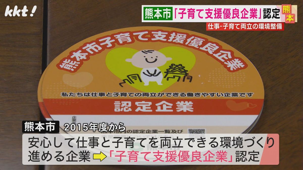 仕事との両立に取り組む｢子育て支援優良企業｣に24社を認定 熊本市