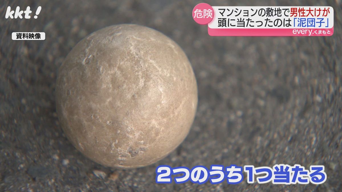 泥団子の1つが直撃