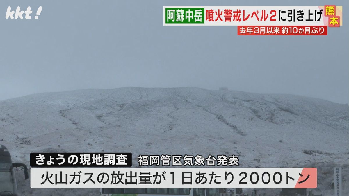 阿蘇中岳の噴火警戒レベルを1から2に引き上げ　去年3月以来約10か月ぶり