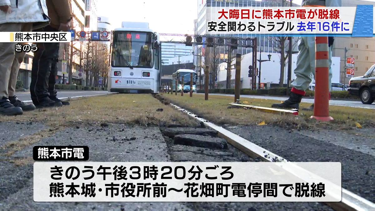 熊本市電で脱線事故　2024年の安全に関わるトラブル16件に