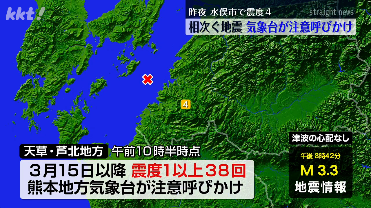 震度4】水俣市で21日夜に 同じ地域で地震相次ぐ（2026年3月21日掲載