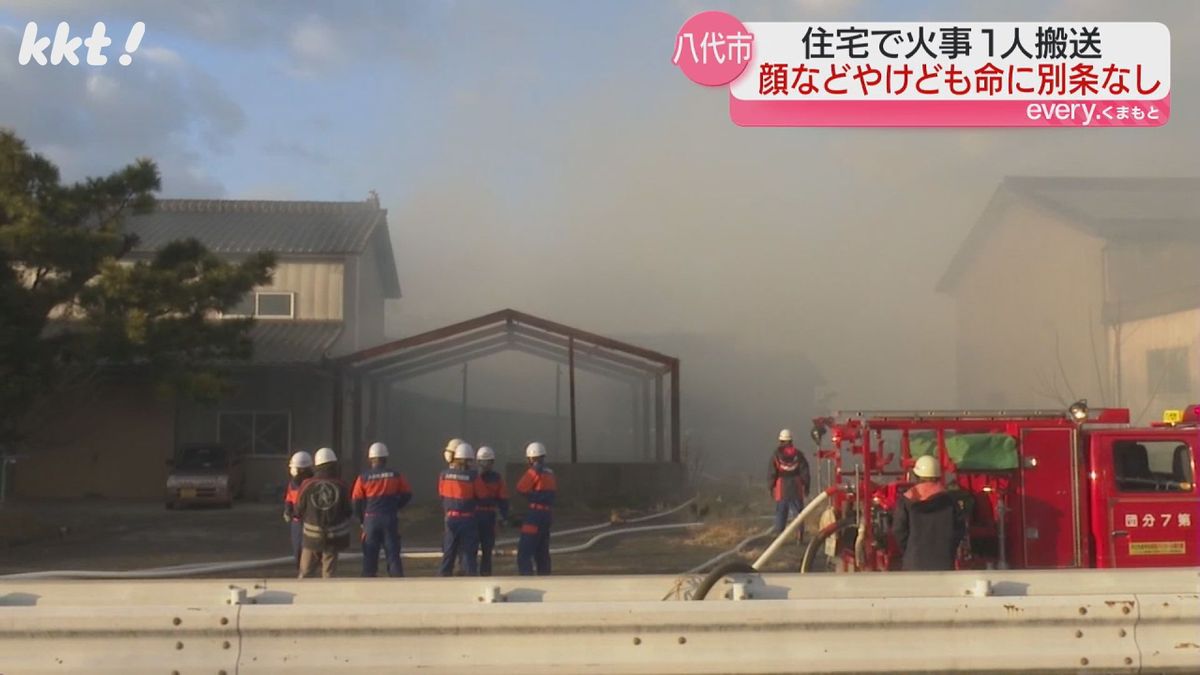 火事現場(18日午後5時頃･八代市北平和町)