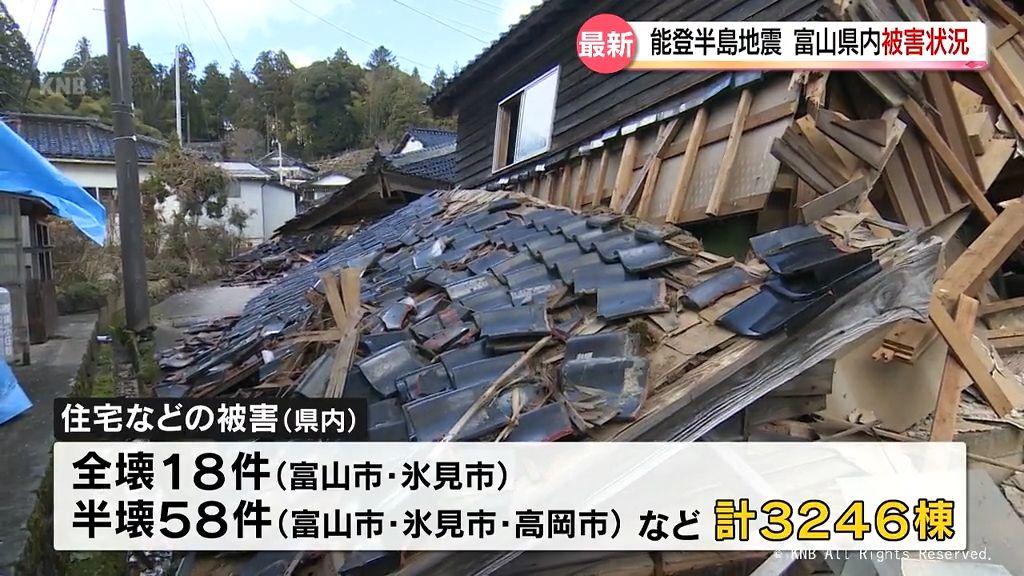 住宅被害３０００件超える　能登半島地震　富山県内被害取りまとめ