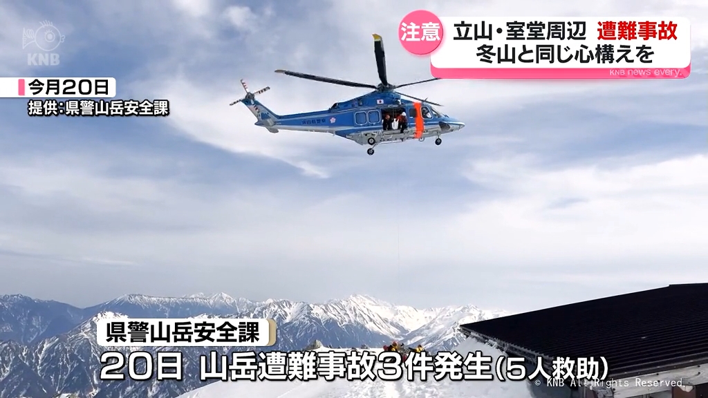 室堂から入山 山岳遭難事故が複数発生 富山県警が注意呼びかけ