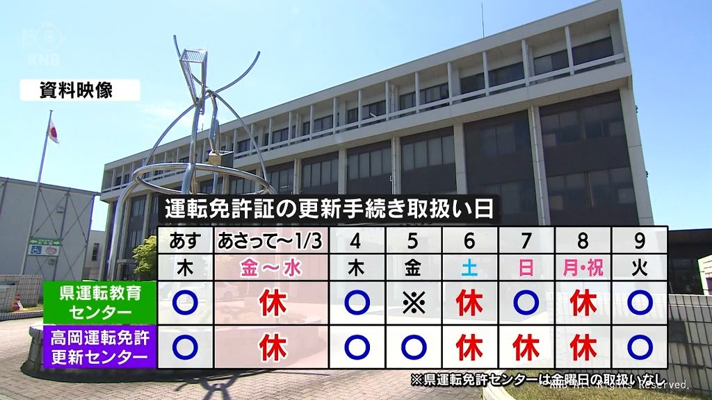 年末年始　運転免許証更新の日程注意　富山