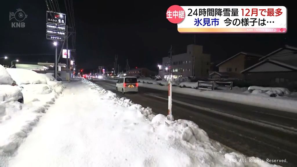 氷見市　24時間の降雪量が12月として最も多く