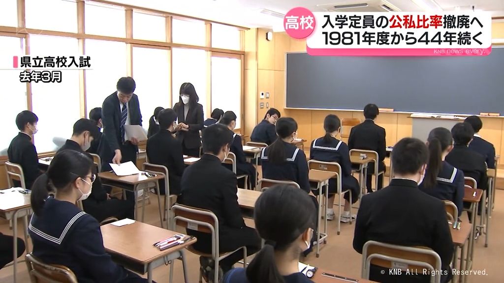 県内高校の入学定員「公私比率」撤廃へ　２０２６年度から