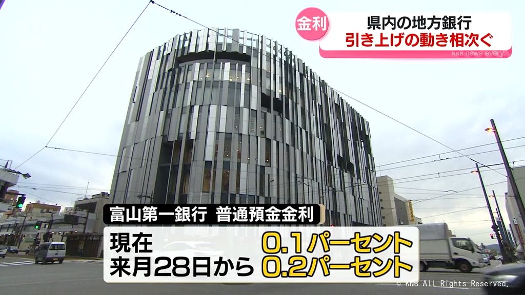 富山県内２行が普通預金金利引き上げ　来月28日から0.2％に