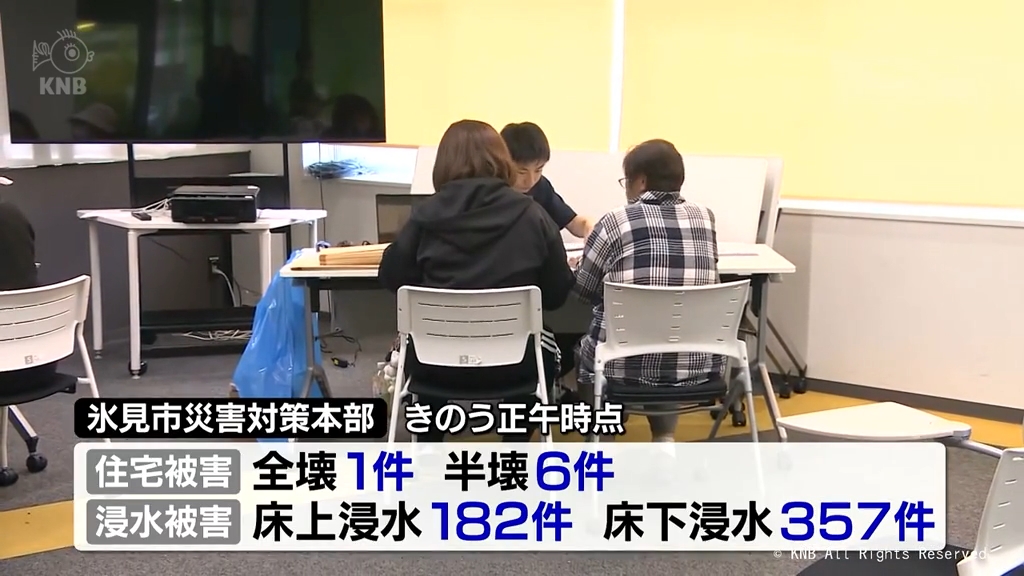 記録的大雨受け　氷見市でり災証明書の申請受付開始