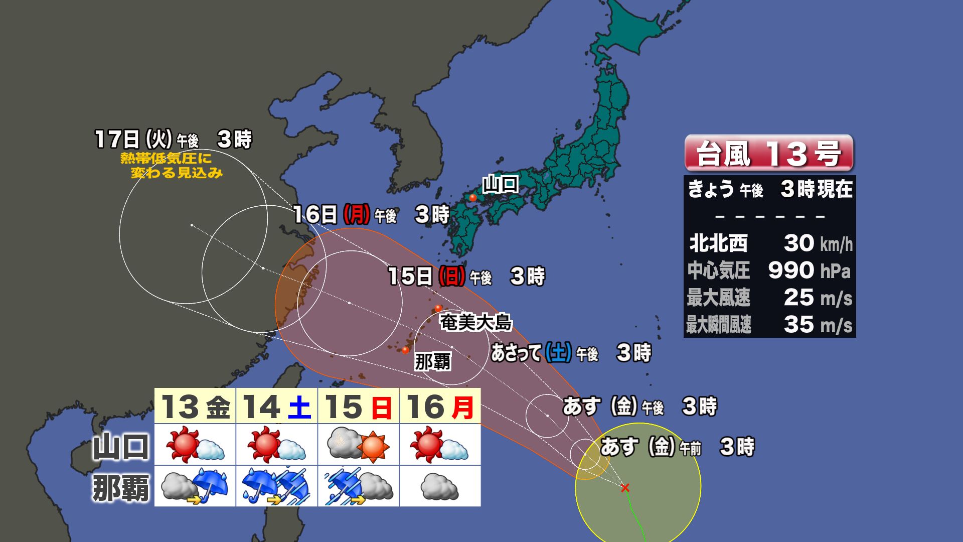 山口天気 夕刊9/12】「夏空・猛暑・所により夕立」続く日々…向こう1か