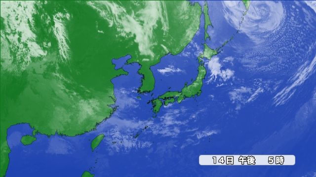 14日(木)の気象衛星による雲画像