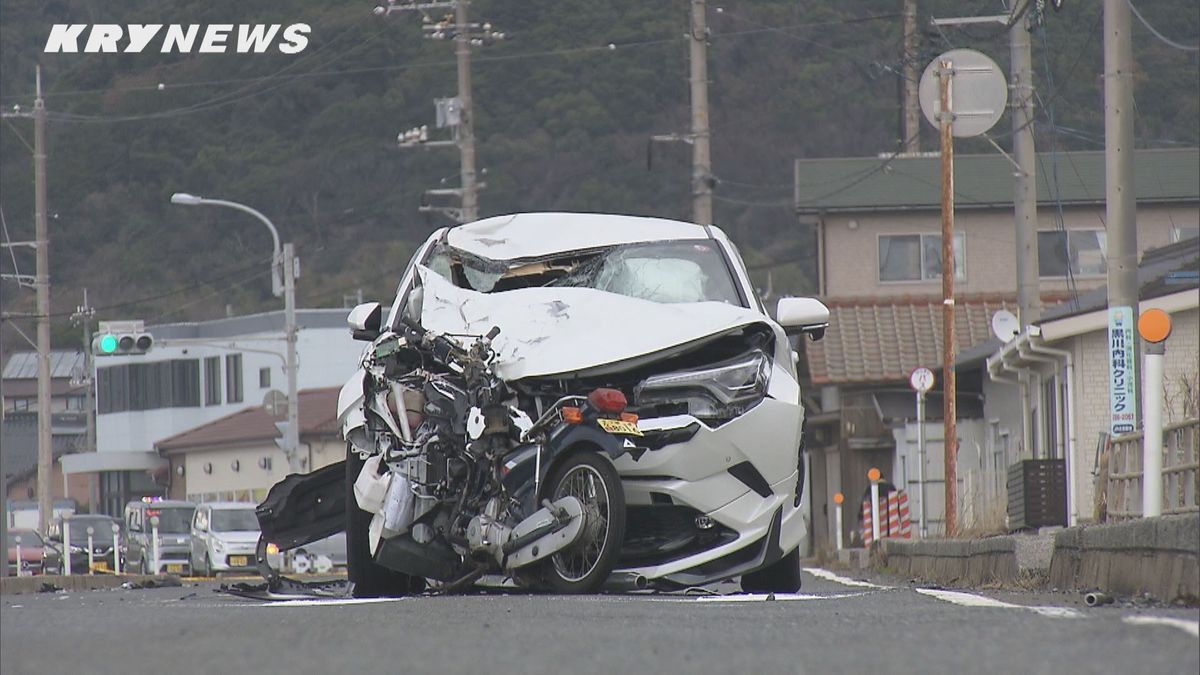 下関市の国道191号でバイクと乗用車が正面衝突 バイクを運転していた59歳の男性が死亡