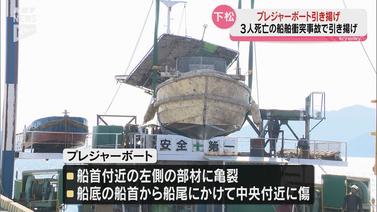 3人死亡の船の衝突事故　去年11月に下松市笠戸湾で沈没したプレジャーボートを引き上げ