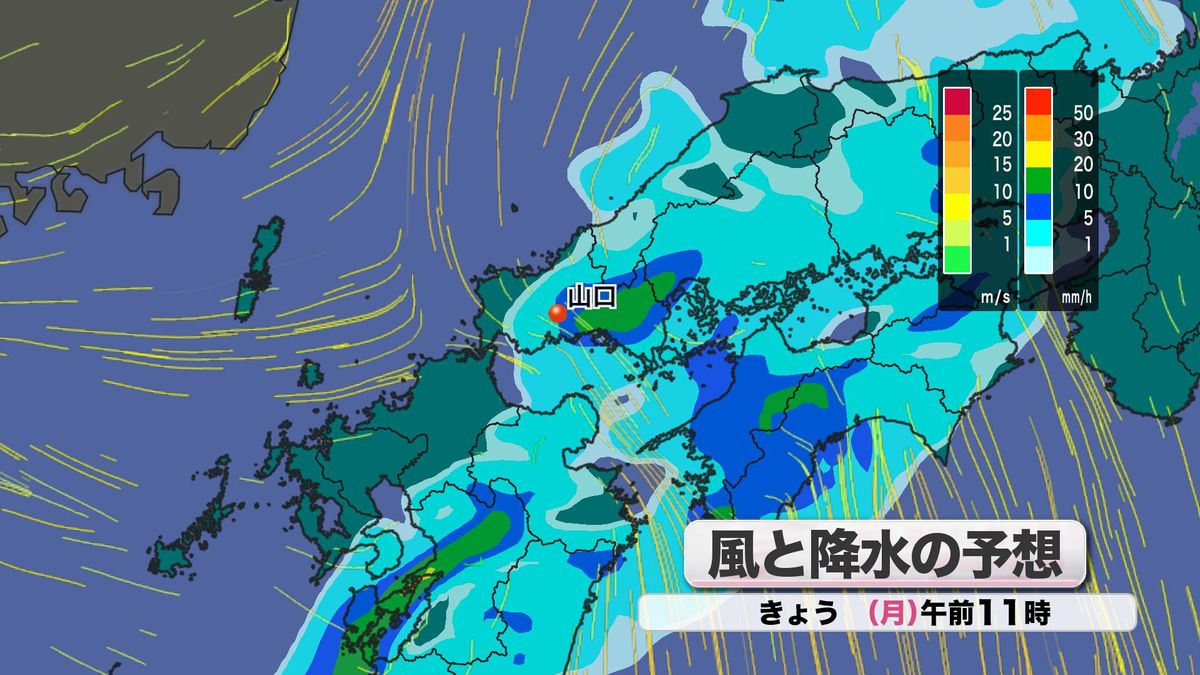 きょう6日（月）風と降水の予想