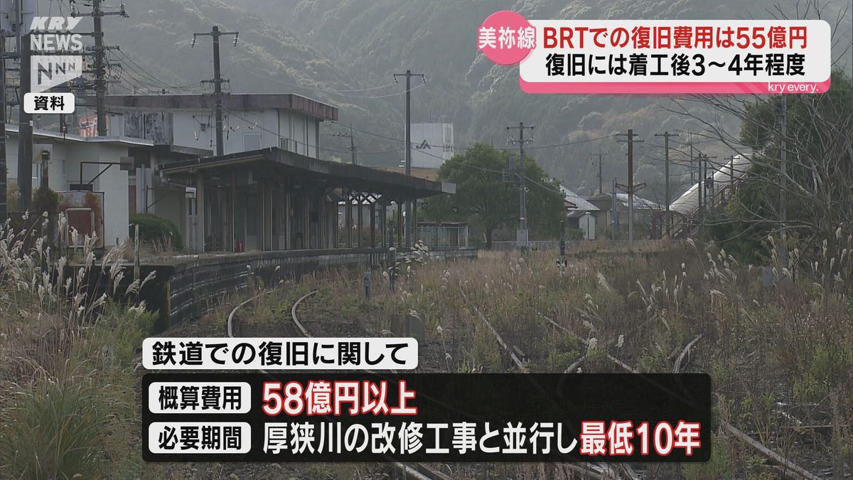 JR美祢線　高速輸送システム（BRT）での復旧にかかる費用はおよそ55億円　JR西日本が示す　復旧にかかる期間は3年から4年程度