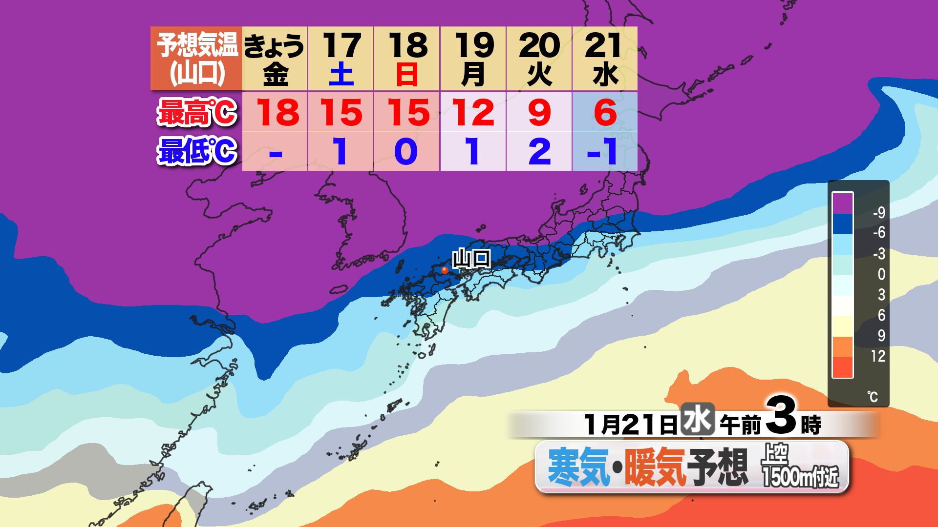 山口天気 朝刊1/16】朝は濃霧・昼は黄砂で空霞む 週末にかけて季節外れ