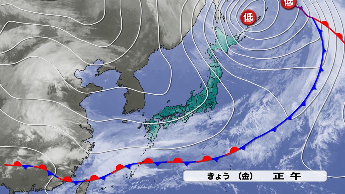 天気図と雲画像